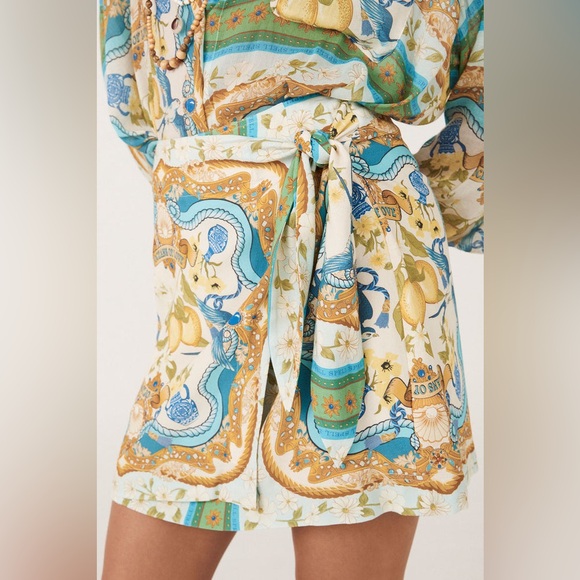 Spell Maddelena Wrap Skirt in Limoncello Print, Size Medium - Picture 6 of 11